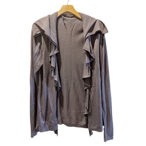 Elie Tahari Sweaters - ✨Elie Tahari | Brown Ruffle Silk and Cashmere Cardigan